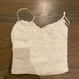 Zara White Ruffle Cropped Tank Top